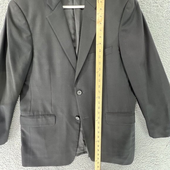 John W Nordstrom Loro Piana‎ 100% Wool Sport Coat 41 R Black Two Button Plaid - Picture 11 of 15